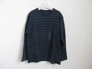 다크 그린 네이비 스트라이프 긴팔 T셔츠