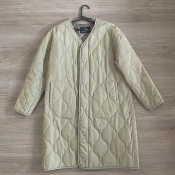[ green label relaxing ] 카키 노카라 퀼팅 코트