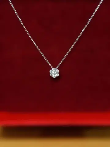 10 금 화이트 골드 파베 다이아몬드 펜던트