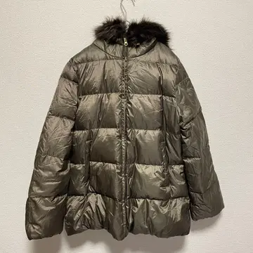 GOOSE DOWN 다운 코트 LL 사이즈 인조 모피 포함 후드 있음