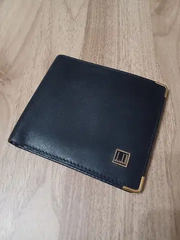 던힐 이단 접이식 지갑 가죽 블랙