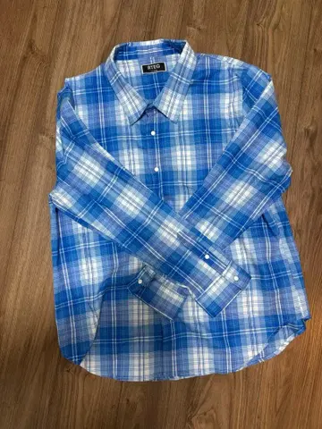 RTEG 블루 계열 체크 무늬 긴팔 셔츠