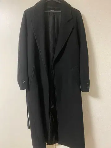 ZARA 블랙 롱 코트 테일러드 칼라 허리 벨트 포함