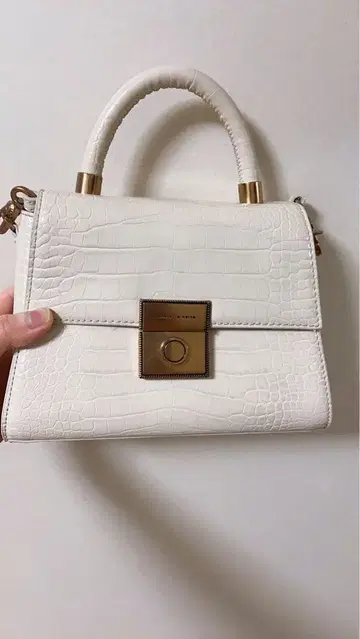 화이트 크로커다일풍 핸드백