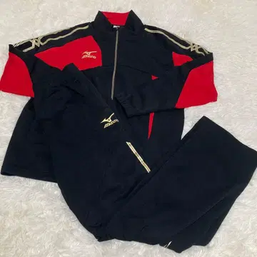 [ 새상품급 ] Mizuno 저리 상하의 XL 블랙/빨간색 금 로고 자수