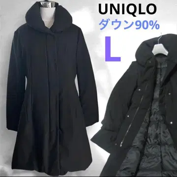 새상품급 유니클로 프리미엄 다운 90% 경량 다운 코트 L 블랙