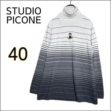 STUDIO PICONE 피코 자수 그라데이션 보더 터틀 니트 40