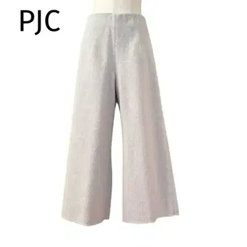 미사용 새상품 일본제 PJC 압축 울 크롭 와이드 팬츠 라이트 그레이
