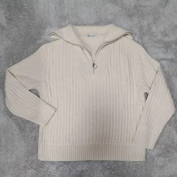 ZARA 자라 하프 지퍼 니트 스웨터 아이보리 M