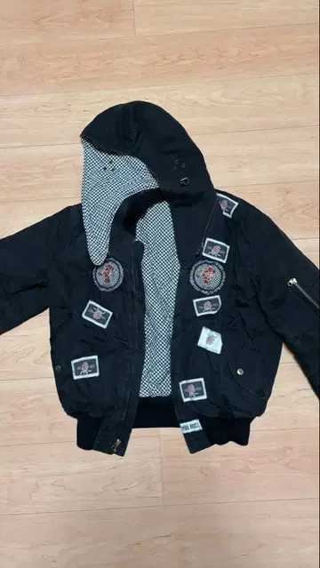 pink house MA-1 블루종 블랙 체크