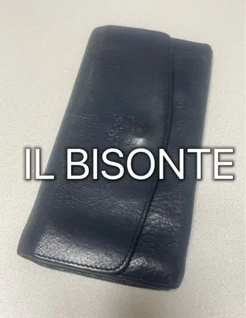 일비종떼 IL BISONTE 장지갑 네이비 천연 가죽 가죽