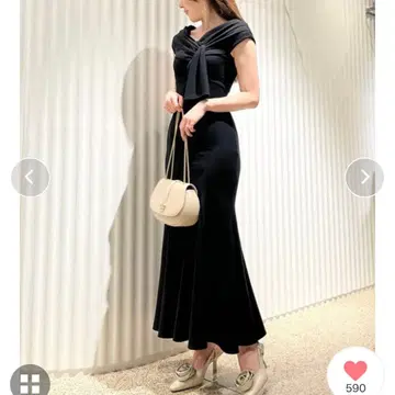 SNIDEL 스나이델 리본 모티브 드레스 블랙