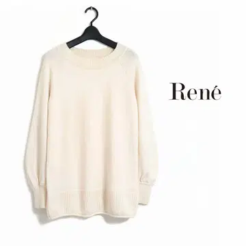 새상품급 Rene 르네 울 원포인트 자수 니트 풀오버 일본제