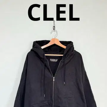 CLEL 집업 후드티 후디 블랙 L 무지 자수 로고