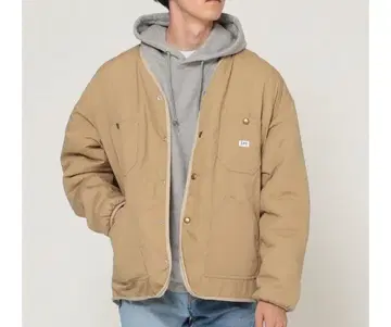 Lee x BEAMS 별주 리버서블 보아 자켓 베이지