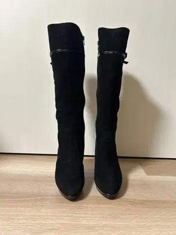 다이애나 리본 스웨이드 롱 부츠 (블랙: 23.5)