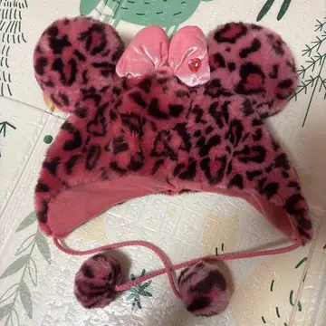 디즈니 레오파드 무늬 팬캡 핑크