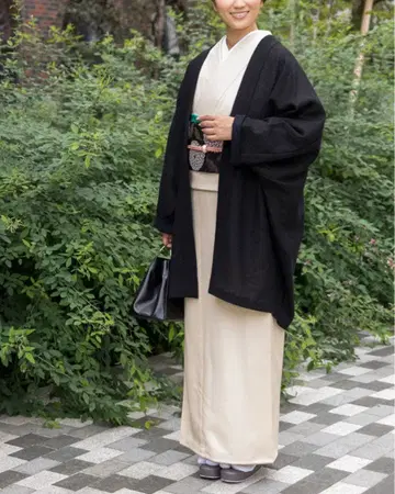 쿠루리 울 거즈 겉옷 가디건 블랙 화양 겸용