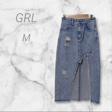 그레일 롱 스커트 M 데님 데미지 리메이크