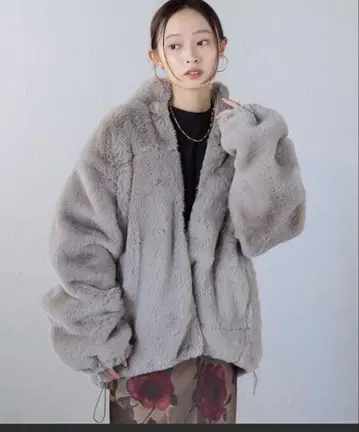 새상품 볼륨 퍼 스탠드 카라 블루종 ap retro