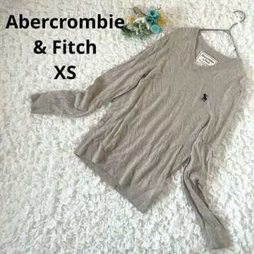 아바크롬비&피치 코튼 니트 남성용 로고 V넥 베이지 XS