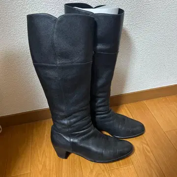 일본제 블랙 가죽 롱 부츠 EEE 사이즈
