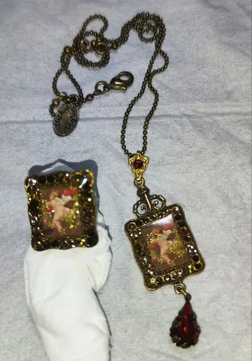 미하엘 네그린 앤티크풍 천사 디자인 목걸이 반지