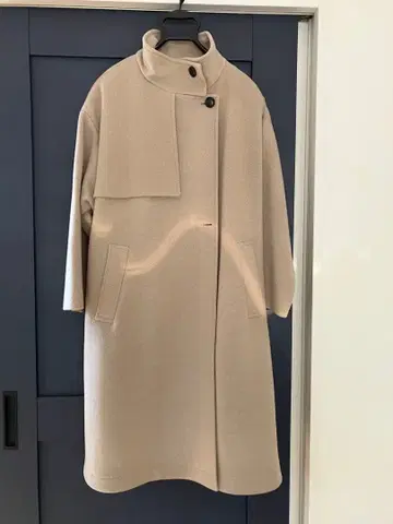 UNITED ARROWS 스탠드 카라 울 롱 코트