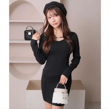 립서비스 LIP SERVICE 2way 스트랩 라메 니트 원피스