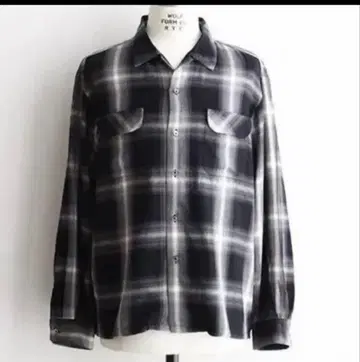 유즈드 레이온 옴브레 오픈 카라 셔츠 그런지