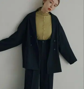 hinari 오버 테일러드 자켓 더블 네이비