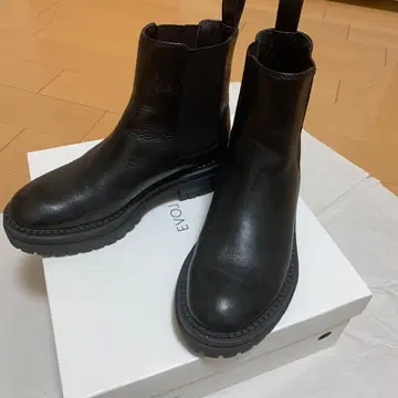EVOL 블랙 가죽 사이드 고어 부츠 23cm