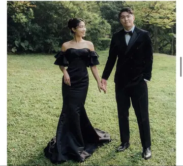 블랙 오프숄더 드레스 S 사이즈