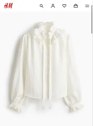 H&M 프릴 칼라 블라우스 화이트