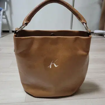 키타무라 브라운 가죽 핸드백