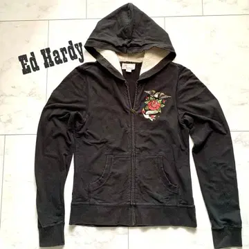 Ed Hardy 에드 하디 y2k 후드 부착 블랙 후드티 S