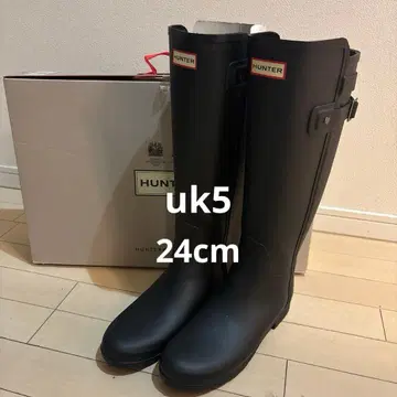 HUNTER 블랙 롱 부츠 버클 포함 uk5