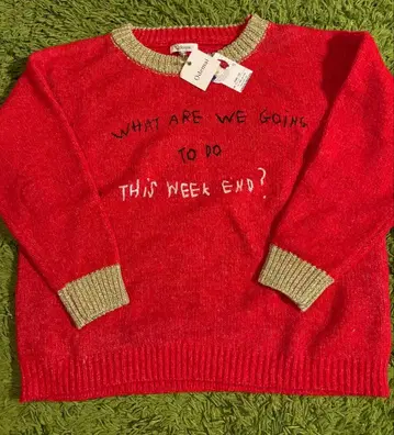 Odemai 빨간색 메시지 스웨터 긴팔