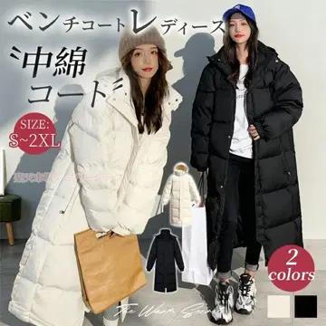 벤치 코트 여성용 롱 코트 충전솜 코트 후드 부착 L 사이즈 새상품