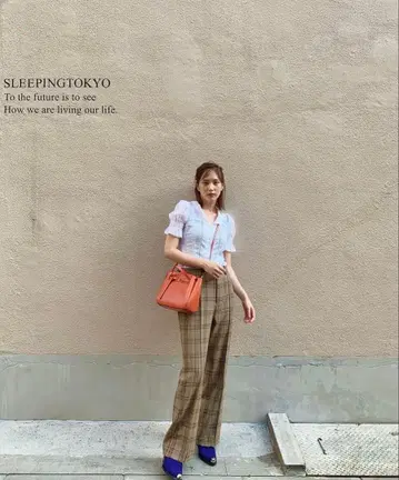 혼다 츠바사 착용 AURALEE 울 체크 슬랙스 팬츠 1