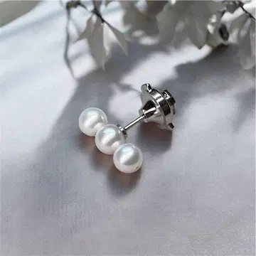 담수 펄 3연 브로치 넥타이핀
