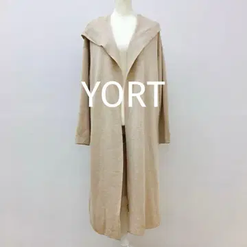 YORT 후드 부착 니트 가디건 베이지