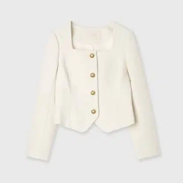 EIMY ISTOIRE 스퀘어라인 트위드 자켓 화이트