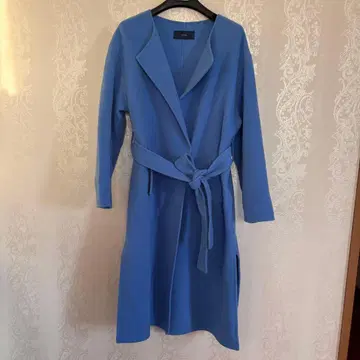 SHIPS 블루 롱 코트 허리 리본 포함