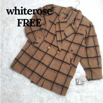 [택 포함 새상품급] 화이트 로즈 체크 무늬 더블 브레스트 자켓 FREE