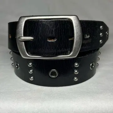 천연 가죽 스터드 펀칭 벨트 가죽 나카이치 블랙