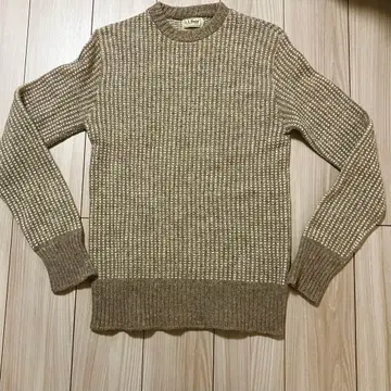 L.L.Bean 베이지 리브 울 스웨터