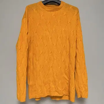 이탈리아제 캐시미어 100% 오렌지 케이블 니트 스웨터 긴팔