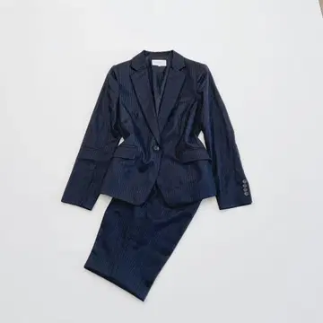 언타이틀 팬츠 수트 셋업 M 사이즈 스트라이프 네이비
