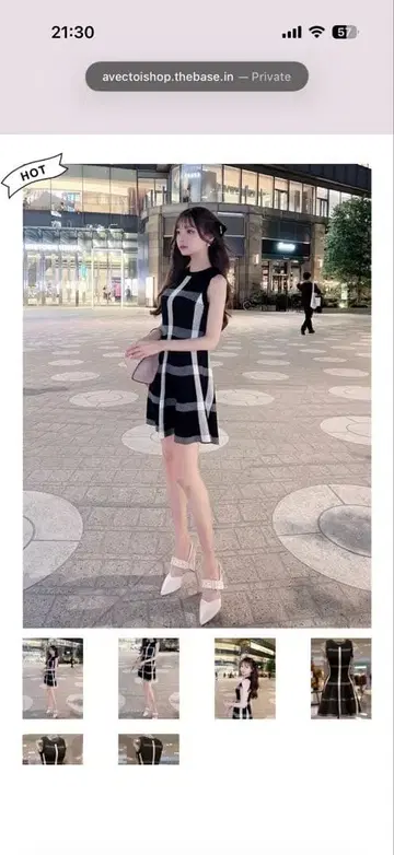 AVEC TOI 이터널 슬리브리스 체크 원피스